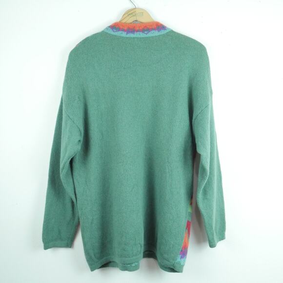 Vintage Benetton Medium Sweater Multicolor Rainbow Fair Isle Ski Nordic Wool 80s - Picture 11 of 14